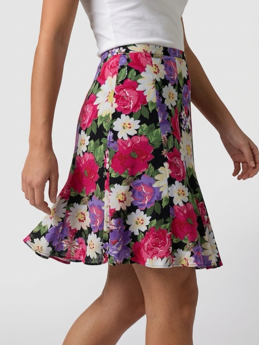 Kim Rogers Women's Floral A-Line Midi Skirt Multicolor Size M - Picture 1 of 8